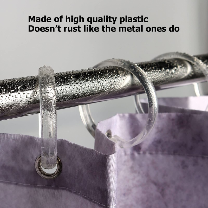Qulable Shower Curtain Rings-12 Pack- Plastic Curtain O Rings Hook