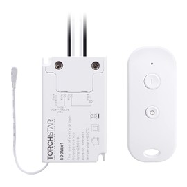 TORCHSTAR Cordless Light Switch and Receiver Kit, Simple Remote Control, On/Off No Wire Switch for Tungsten, Incandescent, Filament, LED Lights, Lamps, Signal Works up to 100ft RF Range
