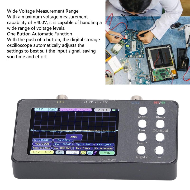 Digital Oscilloscope, Portable 2 Channel Signal Generator, 2 MHz Bandwidth