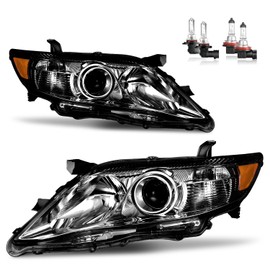 Vizotae Headlights Assembly for 2010 2011 Toyota Camry 4-Door Sedan Halogen Headlamp Replacement, High/Low Beam W/Bulbs, Driver & Passenger Side (Only fits US Version, NOT fit hybrid models)