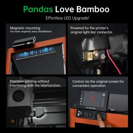 BIQU Panda Lux Compatible with Bambu-Lab P1P/P1S/X1C/X1E LED Light Strip Magnetic Installation 5V 0.3A LED Light Bar