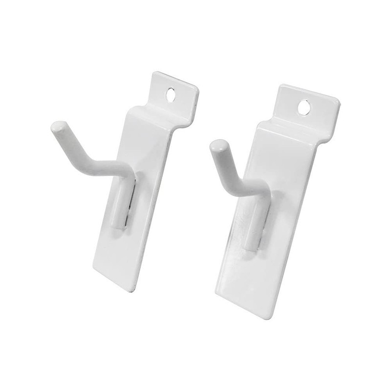 1" Slatwall Hook Panel Display Hooks, 1/4" Thickness Metal, White