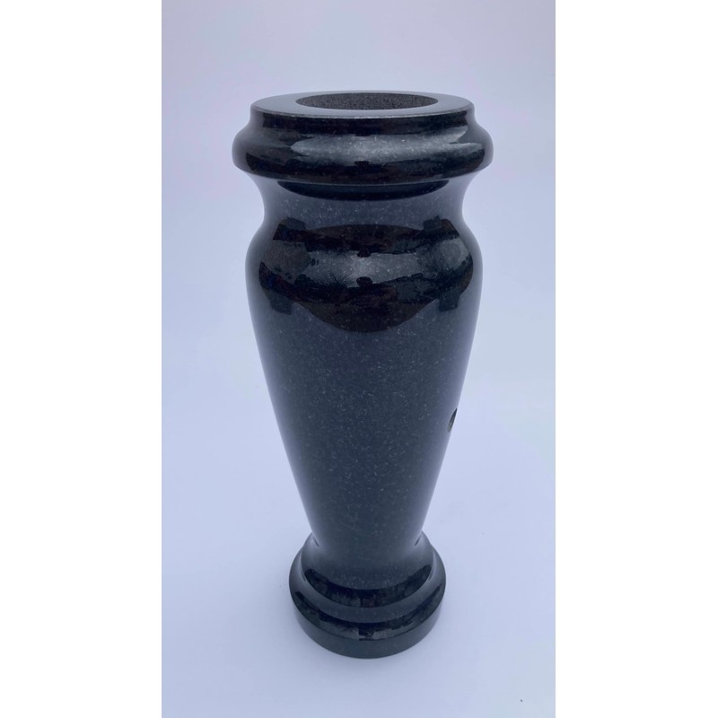 Turned Granite Vase Polished 4" x 10" Black