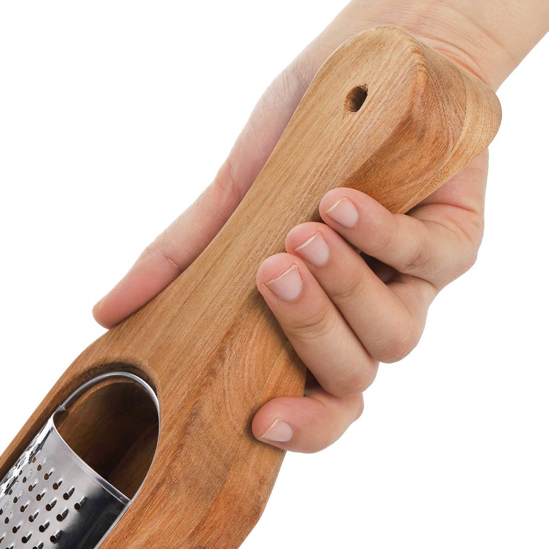ZENFUN Cheese Grater, Stainless Steel Cheese Shredder with Wooden Handle,