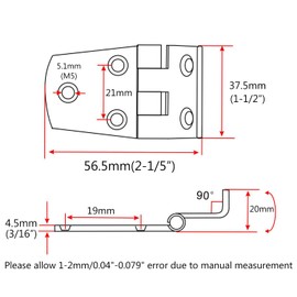 NRC&XRC Heavy Duty Marine Grade 316 Stainless Steel Offset Short Side 2-1/5" x 1-1/2" Casting Hinges (Pair) 3/16" Thinckness for Door, Cabinet of Boat, RVs
