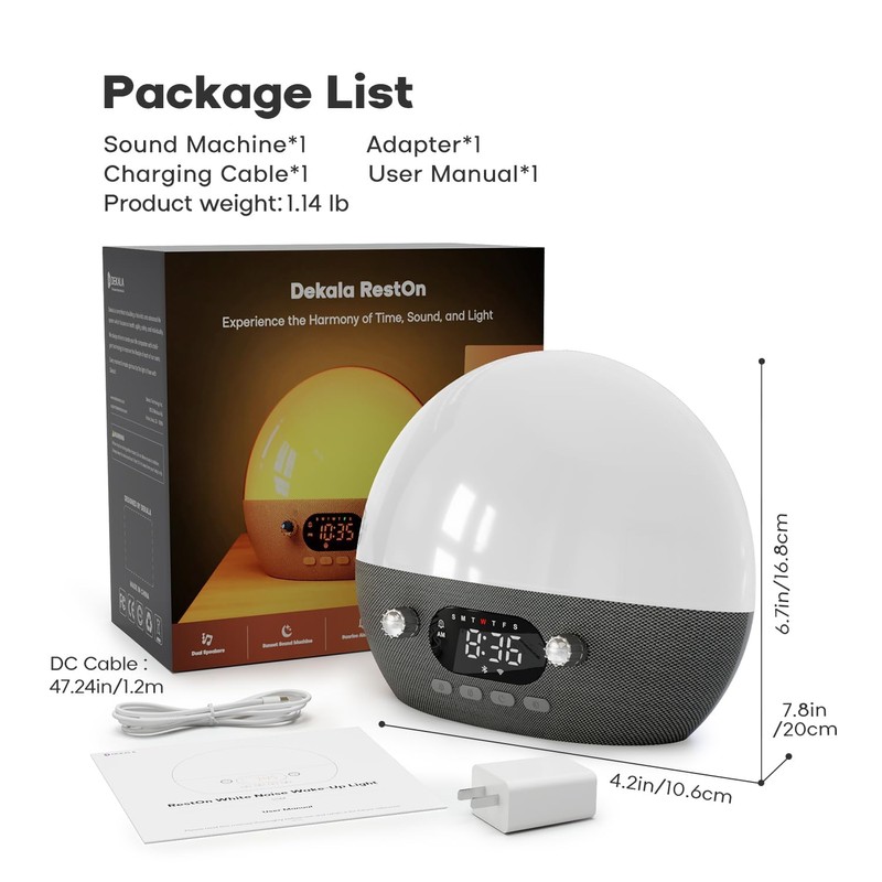 Dekala RestOnn Sunrise Alarm Clock Sunset Sound Machine 7-Day Programmable