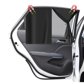 Yuragim Sun Protection Car Baby, Pack of 2 Magnetic Double Layer Car Sun Protection Children, Breathable Car Window Sun Protection Children UV Protection & Blackout Heat Protection Curtain for Side