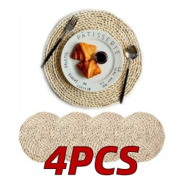 4*manteles Individuales De Ratán Mesa De Comedor Tejido 30cm