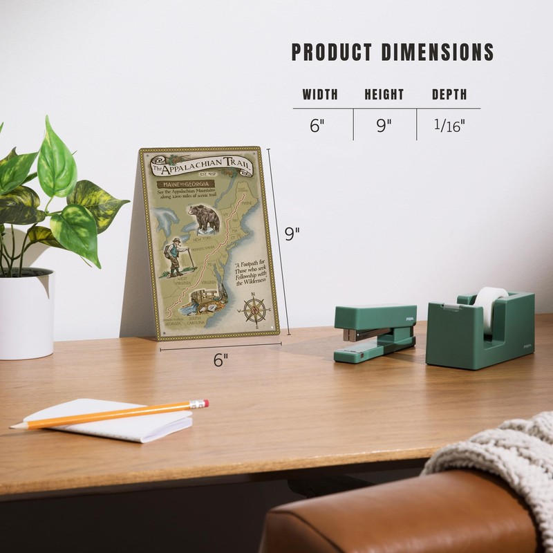 Lantern Press 6x9 Inch Metal Sign, Appalachian Trail Map