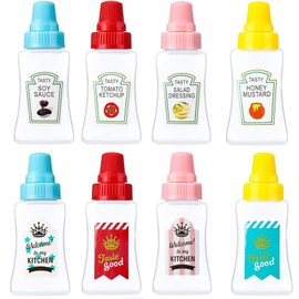 8 Pieces Mini Ketchup Bottle for Lunch Box, Mini Condiment Squeeze Bottles for Sauces, Small Travel Condiment Containers with Lids for Bento Camping Oil Honey Soy Sauce Salad Dressing Accessories
