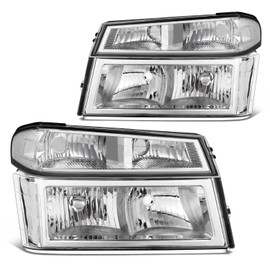 DNA MOTORING Pair of OE Style Headlights Compatible With 04-12 Colorado Canyon, Chrome/Clear, HL-OH-CCGC044P-CH-CL1