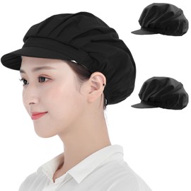 [fogman] Sanitary Cap Hat with Brim Hygiene Hat Cooking Hat Food Factory Kitchen Commercial Set of 2, black full cross