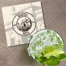 Unbranded Mumbai India Grunge City 4'' X 4'' Square Wooden Coaster