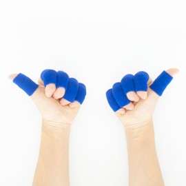 Incontesta Finger Splints, Set of 10 Compression Finger Sleeves Thumb Braces with Elastic Blue Covers for Basketball and Tennis Finger Supporter and Protector