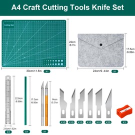 Annickee Self-Healing Cutting Mat & Craft Cutting Board Kit with Storage Pouch, Craft Cutting Tools Set - Art Supplies for Crafting, DIY, Paper, Modelling, Quilting, Sewing, Scrapbook, Fabric (A4)