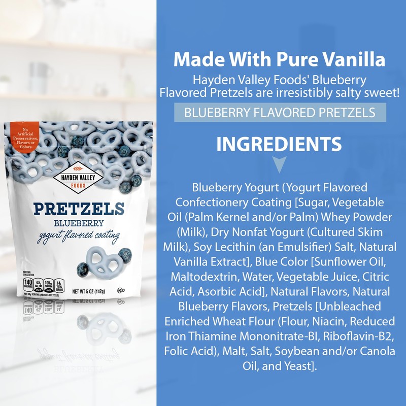 Hayden Valley Foods Blueberry Yogurt Flavored Covered Pretzels | 5