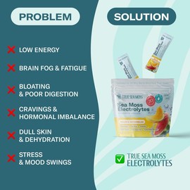 True Sea Moss Electrolytes – Melon & Watermelon – Natural from Wild Sea Moss with Himalayan Salt & Vitamins – Supports Energy, Focus, Skin, Digestion & Mood:_Lime & Lemon