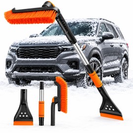 [2026 Upgraded 39" Extendable Snow Brush & Ice Scraper for Car, 360° Rotating Wide Brush Head, Detachable Snow Brush with Foam Grip for Windshield, SUV & Truck