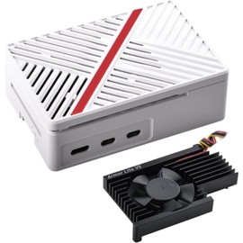 GeeekPi Case for Raspberry Pi 5, Raspberry Pi 5 ABS Case, Armor Lite V5 with Heatsink Fan for Raspberry Pi 5 4GB/8GB (White)