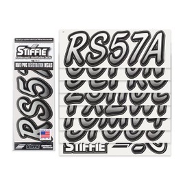 STIFFIE Whipline White/Black 3" Boat & PWC Registration Decals • Numbers Letters Stickers