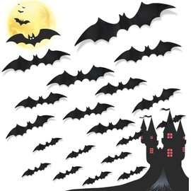 120pcs Decoración de Halloween Kit Murciélagos, Murciélagos de Decoración 3D de Pared, Pegatinas de murciélagos impermeables para decoraciones de Hall
