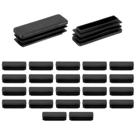 uxcell 24 Pcs Rectangle Tubing End Caps 2 x 5/8 Inch Plastic Hole Plugs Insert End Cap for Metal Tubing Post Chair Leg Table Bookshelves Furniture, Black