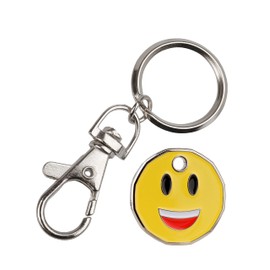 Harts 1 unit New Shape £1 coin Trolley Tokens Keyrings Supermarket Locker (Smile Emoji)