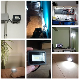 MIWAT 5Pack 10W Daylight LED Flood Light Outdoor, LED Work Light, Plug and Play, Waterproof Outdoor Floodlights for Yard, Garden, Playground 3x2