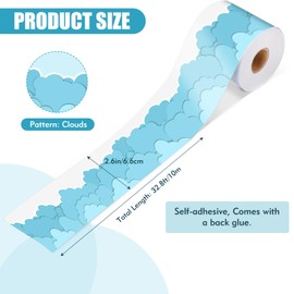 ABZOO 32.8ft Scalloped Bulletin Board Border Classroom Bulletin Boarder Black Board Decoration for School/Home/Holiday/Party/Office Cloud Shape Trim Paper for Black to School Party