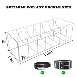 weddingwish Belt Organizer, Acrylic Belt Storage Organizer for Closet, 7 Compartments Clear Belt Holder with Dust Cover, Belt Display Case Hanger for Drawer Tie and Bow Tie