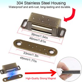 Kitchen Cabinet Magnets Closure CBRIVE 2 Pack Cabinet Magnetic Catch Cupboard Door Magnets Heavy Duty 15 lbs Metal RV Drawer Latch Closet Closing Stainless Steel Shutter Hardware Closer-Bronze