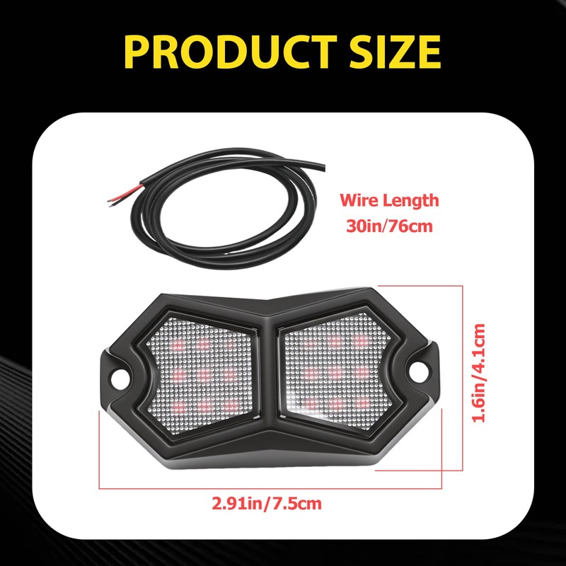 MDEOOSKY 6 Pods Red Rock Lights 18 LEDs Chips Waterproof