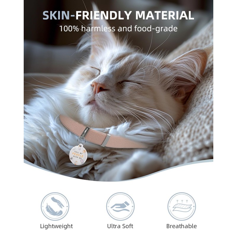 Cat Collar with Bell, Stretch Elastic Quick Release, Non Breakaway