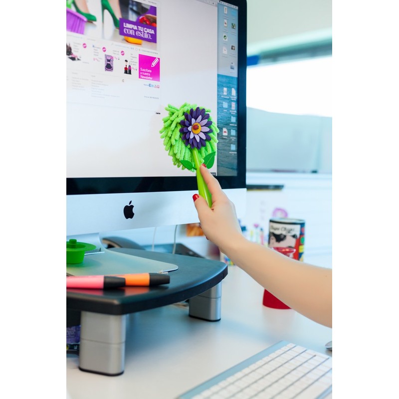 VIGAR Flower Shop Screen Microfibre Duster with Vase, Multi Colour,