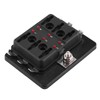 6 Way Circuit Blade Fuse Box Block Holder With LED