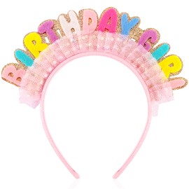 Vovii Birthday Girl Headband Princess Crown for Women Girls, Happy Birthday Headband for Hair Accessories