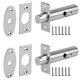 HANDLEZONE® 2 Pack Mortice Security Door Bolts, 60mm Rack Bolt - Silver Nickel Plated