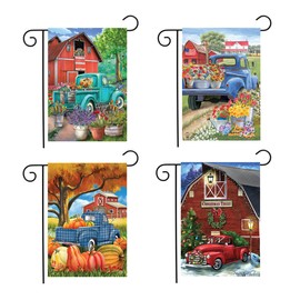 Briarwood Lane Farm Scenes Garden Flag Bundle (Set of 4) Pickup Truck 12.5" x 18"