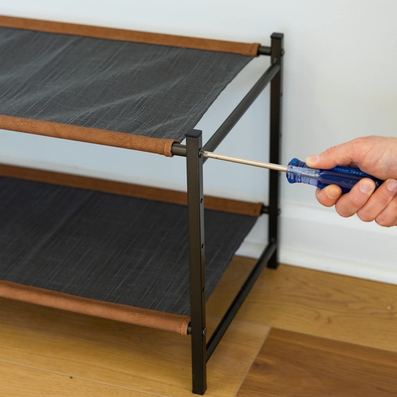 Teal Triangle Aspen Freestanding Shoe Rack Storage Organizer | Sturdy