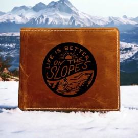Texan Customs Ski Slopes Leather Wallet Bifold Premium Quality Buffalo Winter Outdoor NEW