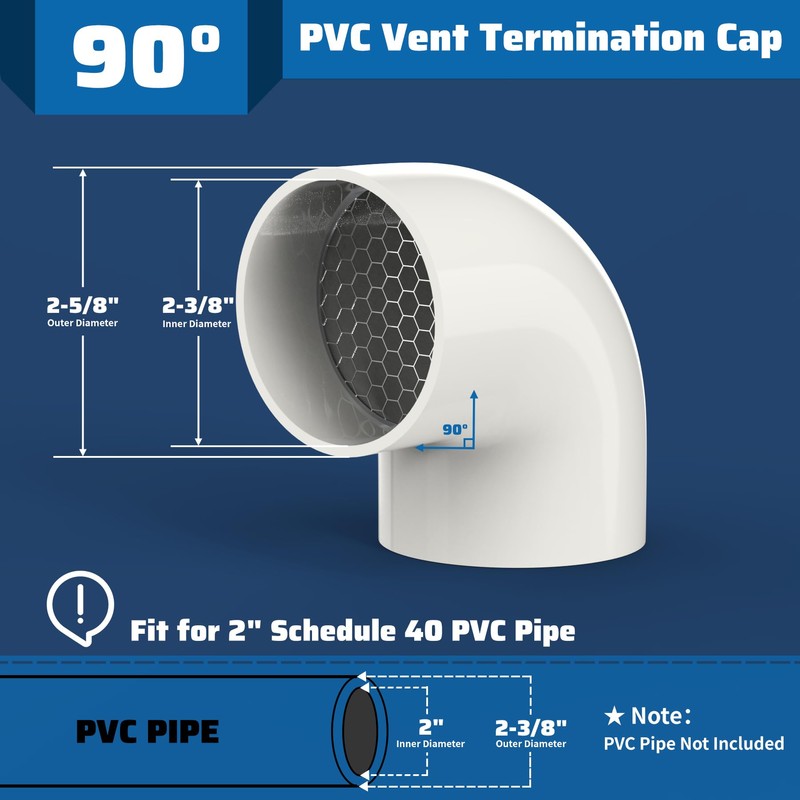 Pearwow PVC Vent Termination Cap, 1 Pcs Roof Vent Cap