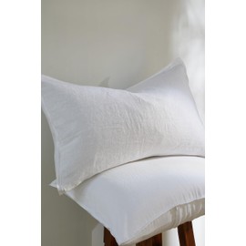 AORISSI 100% French Linen Pillowcases 20x26 Inches Standard Pillowcases Pack of 2 with Envelope Closure, Stone Washed Soft Durable Breathable and Cooling All Season, White