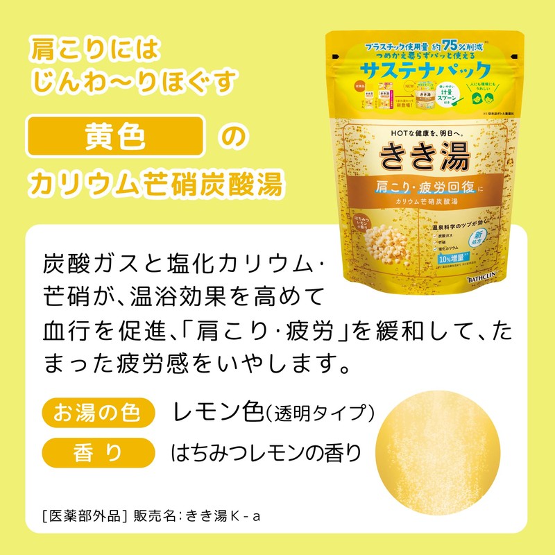 きき湯【薬用入浴剤】カリウム芒硝炭酸湯 はちみつレモンの香り 360g(約12回分) バスクリン 炭酸入浴剤