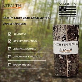 Stealth Strips Strata Camo Silencing Tape | Self Adhesive Silencing Fabric | Great for Quieting All of Your Metal Hunting Gear and Accessories | (2.5” X 60” Roll) (Strata Camo, 2.5" Wide)
