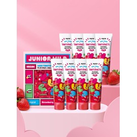 Buca Junior Mild High-Fluoride Vegan Toothpaste Strawberry Flavor 110g 8 Pieces / 뷰카 주니어 마일드 고불소 비건 치약 딸기향 110g 8개입