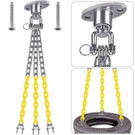 BeneLabel Tire Swing Kit - Heavy Duty Swing Hanger with Coated Chains and Hooks - 360° Rotation - 700 LB Capacity