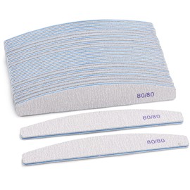 25 Count 80/80 Grit Coarse Nail Files for Acrylic Nails, Reusable Buffering Files Double Sided Emery Boards for Nails