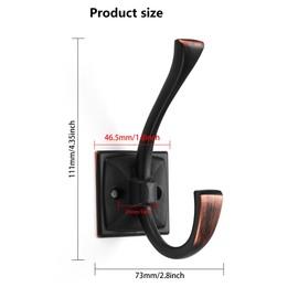 CABDM 10 Pack Decorative Heavy Duty Towel Hooks for Hanging Robe Double Oil Rubbed Bronze Coat Hooks Wall Mounted with Screws for Key, Towel, Bags, Cup, Hat