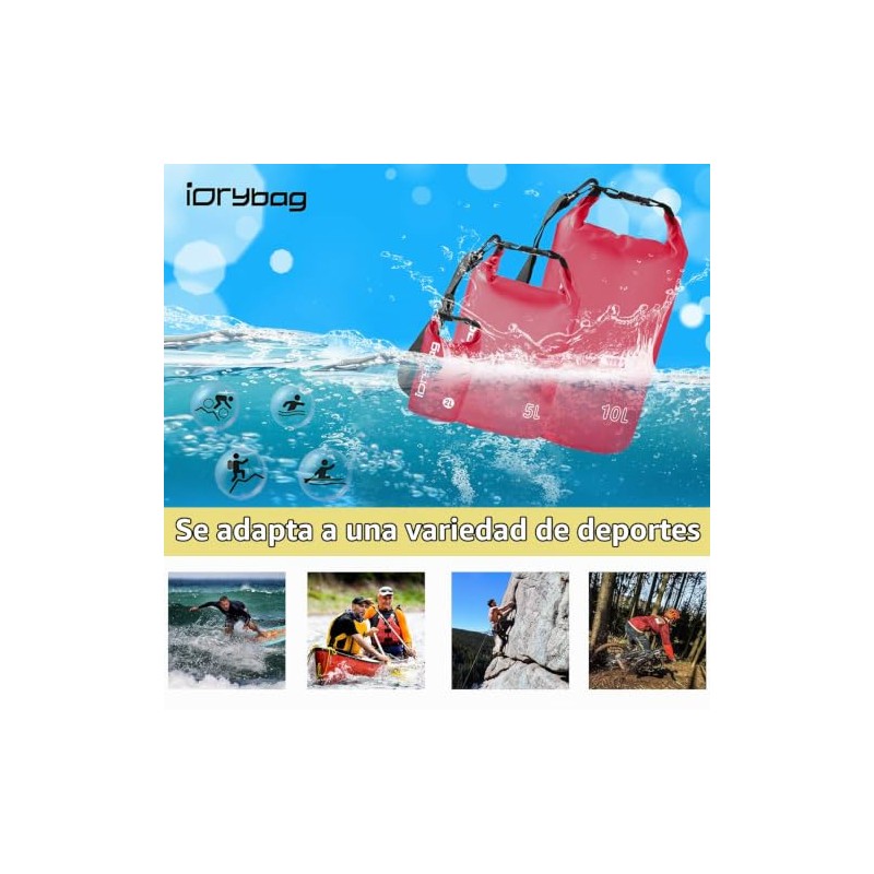 IDRYBAG Bolsa Seca Transparente Impermeable De 2 L, 5 L,