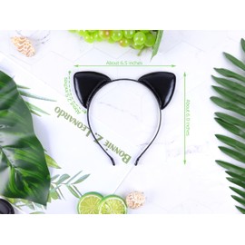 Bonnie Z. Leonardo Glossy Cat Ears Headband Padded Black Cat Ears Cosplay Black